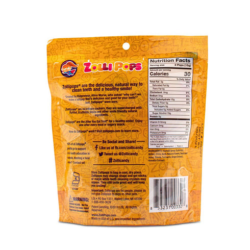 Zollipops Clean Teeth Lollipops AntiCavity Sugar-Free Candy, Orange, 3.1oz - Ideal for Kids, Diabetics, and Keto Diet Snacking...